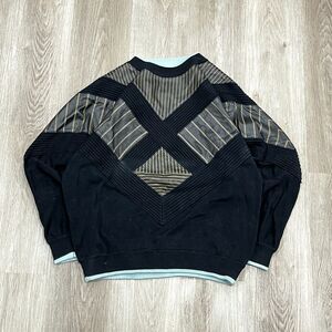90s TORRAS Leather/Suede Coogi Style Sweater Size L